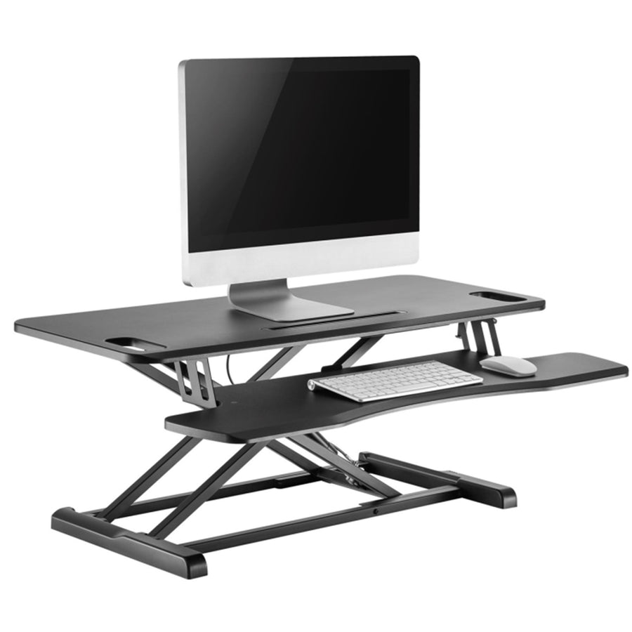 BRATECK DWS28-02NBLK - Gas-Spring Scissor Lift Desktop Sit-Stand Workstation Height Adjustable 110-505mm