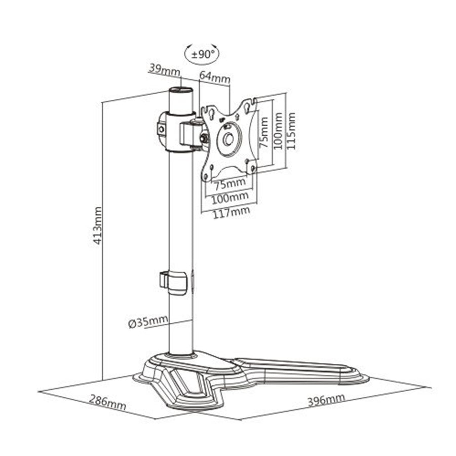 BRATECK LDT30-T01 - 17-32'' Single Screen Articulating Monitor Stand Free-Tilting Design