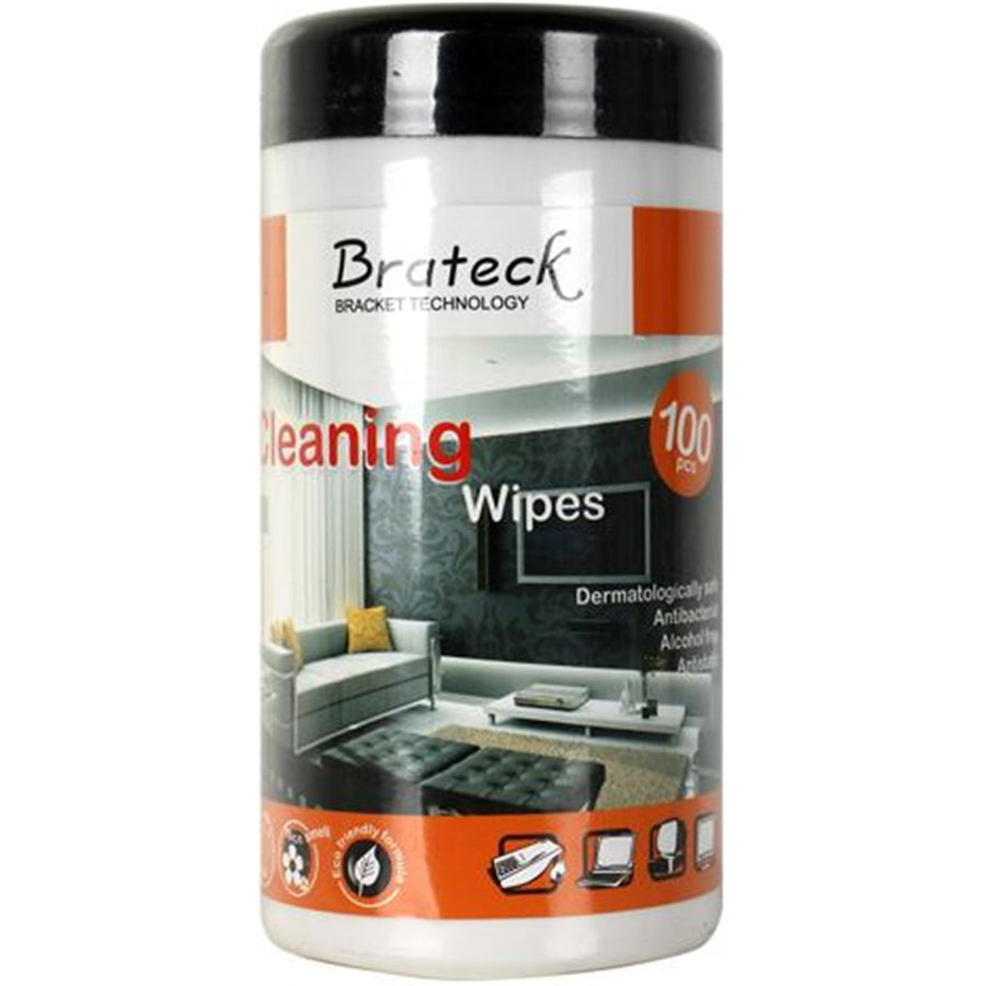 BRATECK CK-SC4-V2 - 100pc LCD Cleaning Wipes. Dermatologically safe Alcohol Free Antistatic & Non-Streak