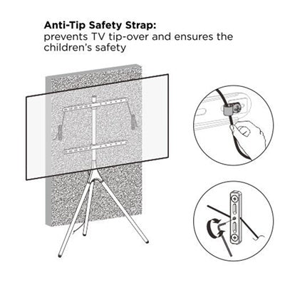 BRATECK FS12-46F - 45-65'' Artistic Easel Studio TV Floor Stand Includes Anti-slip Rubber Pads. Weight