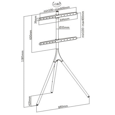 BRATECK FS12-46F - 45-65'' Artistic Easel Studio TV Floor Stand Includes Anti-slip Rubber Pads. Weight