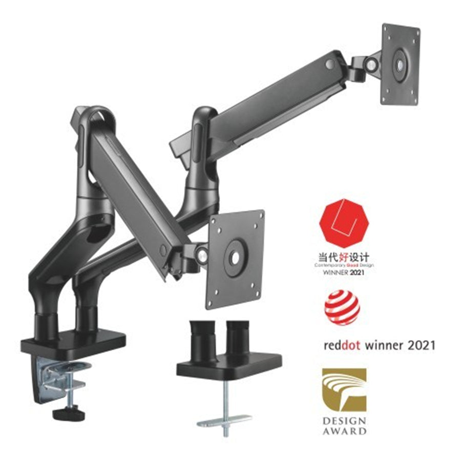 BRATECK LDT50-C024 - 17''-32'' Premium Aluminium Dual Spring-Assist Desk Mount Monitor Arm. Supports VESA