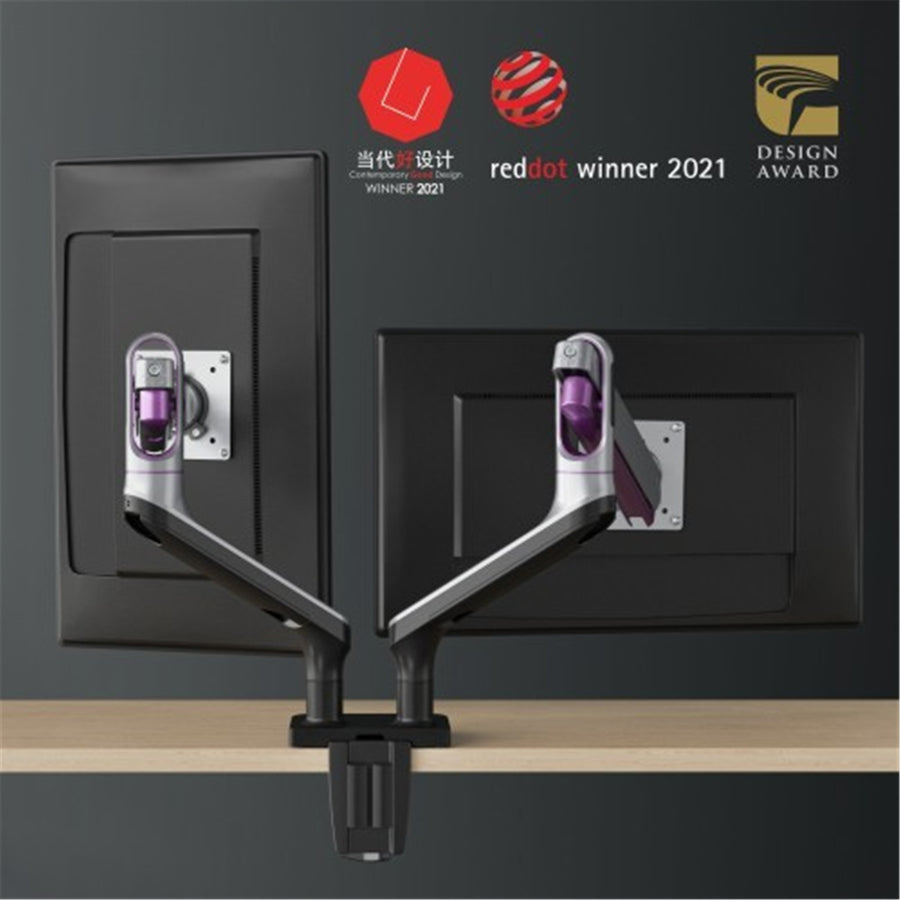 BRATECK LDT50-C024 - 17''-32'' Premium Aluminium Dual Spring-Assist Desk Mount Monitor Arm. Supports VESA