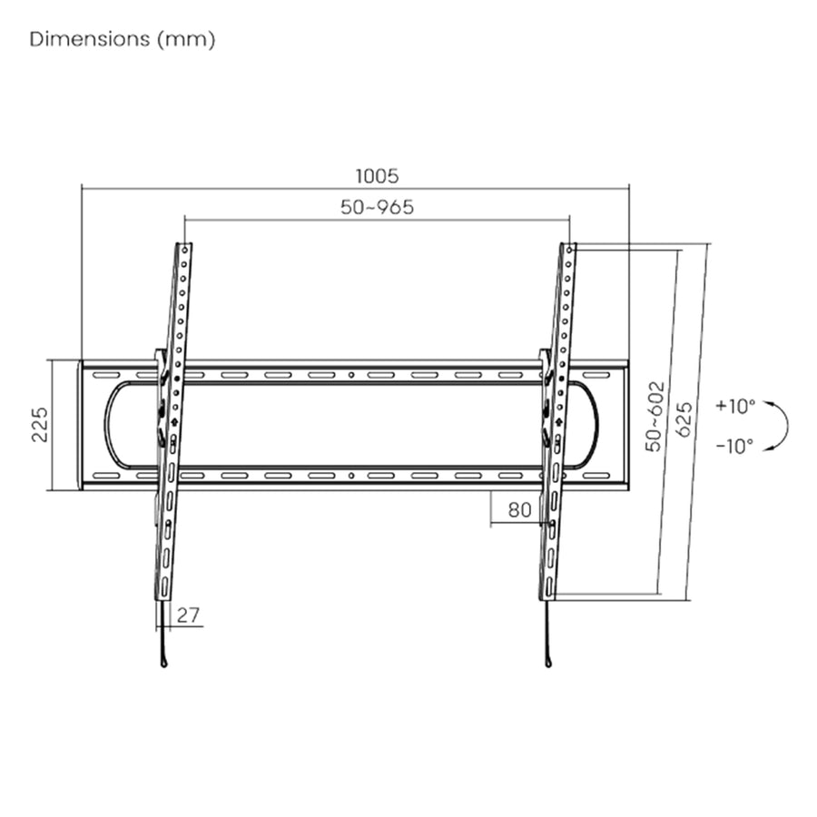 BRATECK LP73-69T - 60-120'' Heavy Duty Tilt TV Wall Mount Bracket Supports Max Load 120kgs