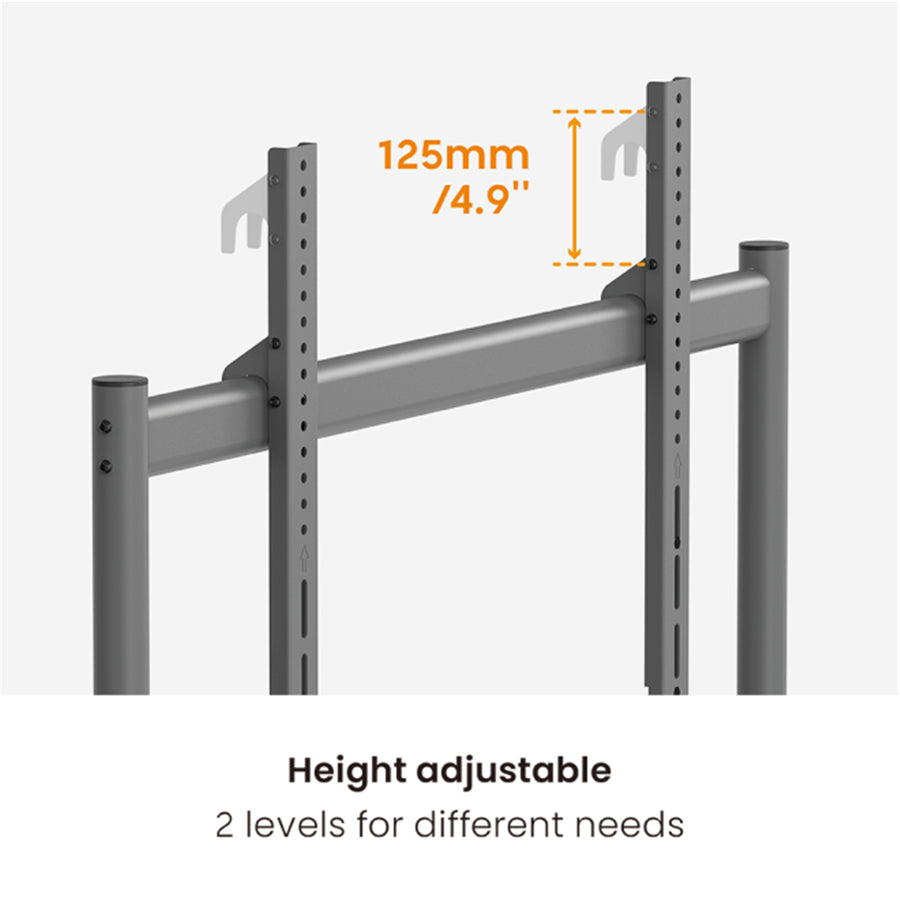 BRATECK TTF15-68FW - 50-86'' Heavy-Duty Studio TV Cart/Trolley Up to 120Kgs Inc Large 75mm Caster Wheels