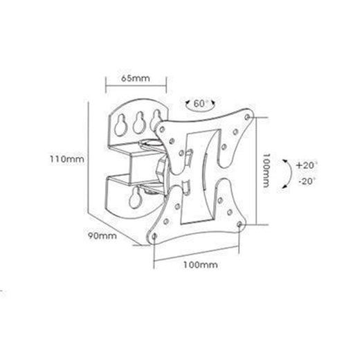 Brateck LCD-501 LCD Wall Mount Bracket Vesa 50/75/100mm up to 23"