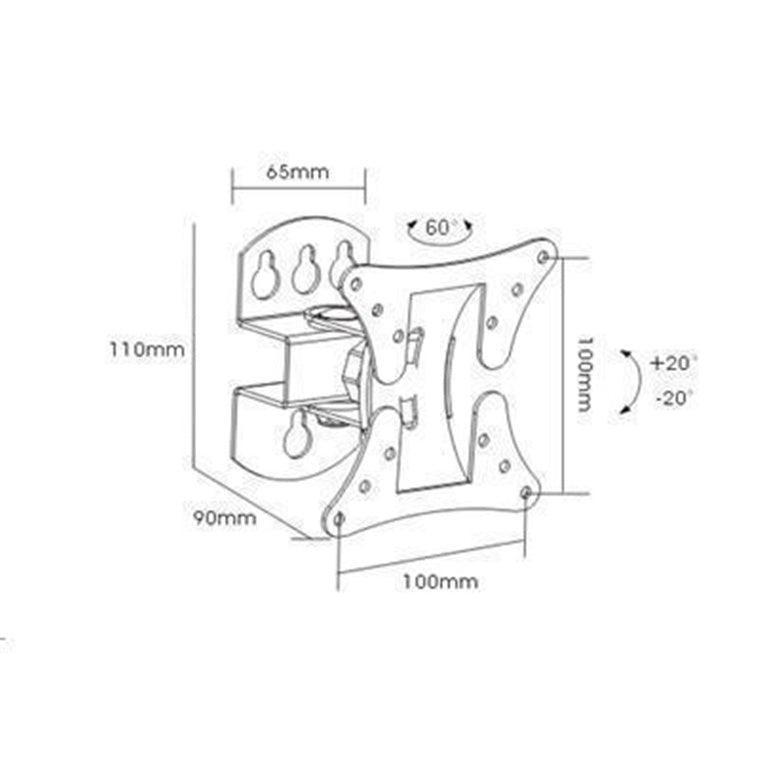 Brateck LCD-501 LCD Wall Mount Bracket Vesa 50/75/100mm up to 23"