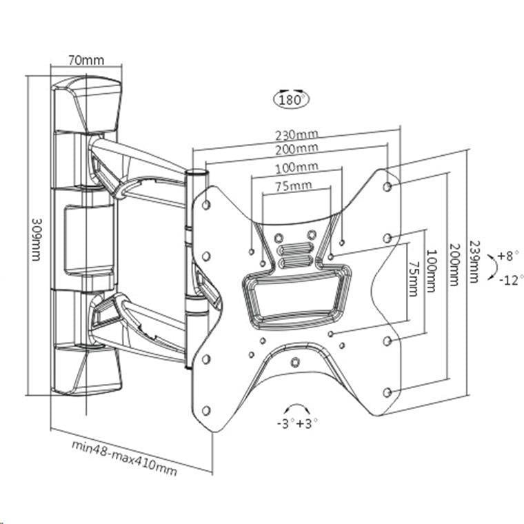 BRATECK LDA20-223 - 23-43'' Full motion TV wall bracket Tilt & swivel Supports VESA