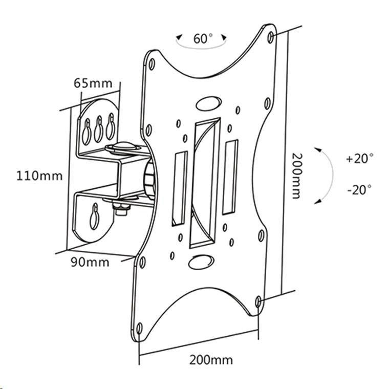 BRATECK LCD-501A - 23''-42'' Pivoting wall mnt bracket Tilt & swivel Supports VESA