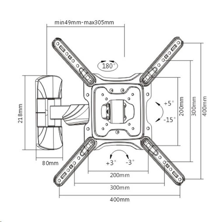 BRATECK LPA50-441 - 23''-55'' Full motion TV wall mount bracket Extend tilt & swivel. VESA Support
