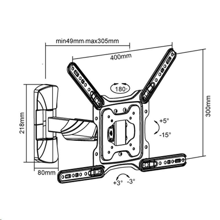 BRATECK LPA50-441 - 23''-55'' Full motion TV wall mount bracket Extend tilt & swivel. VESA Support