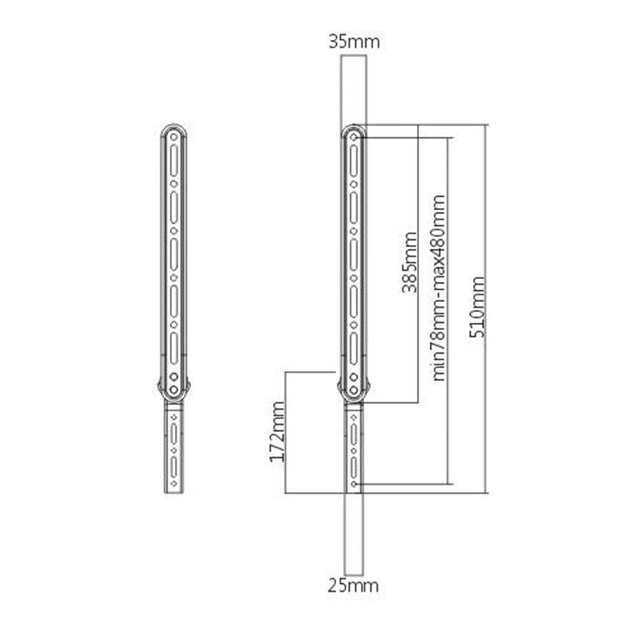 BRATECK SB-41 - UniverSound Bar Wall Bracket Attaches to VESA TV for mounting below TV.