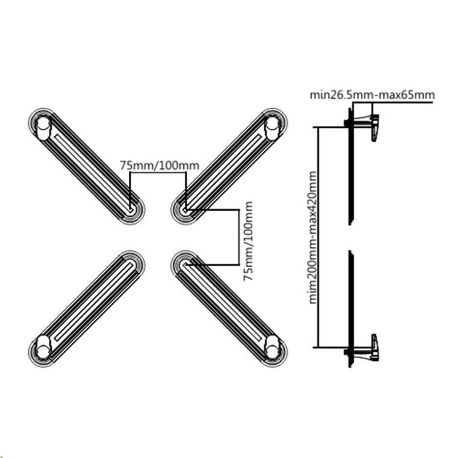 BRATECK XMA-01 - UniverMonitor Adapter Kit For monitors w/out VESA holes. Fits screens thickness