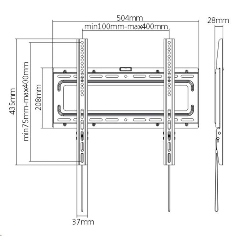 BRATECK LP46-44F - 32''-55'' Fixed TV Wall Mount Max load: 50Kgs VESA Support