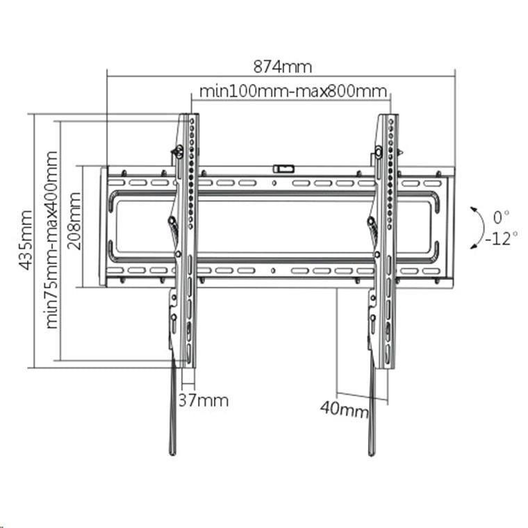 BRATECK LP46-48T - 37-80'' Tilt TV wall mount bracket Max Load: 50Kgs VESA support up to: 800x400.