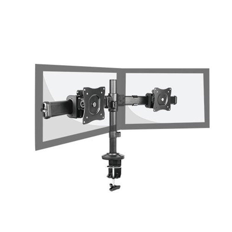 Bracom LDT06-C02 Outstanding Dual LCD Desk Mounts with Desk Clamp VESA 75/100mm Up to 27" Micro-adjustment Articulating Multi-screen Desk Mount