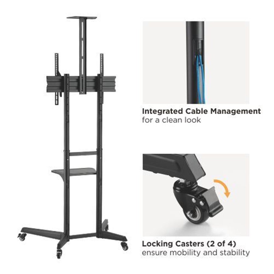 Bracom VERSATILE & COMPACT STEEL TV CART Support 37-70 inch TV 50KG