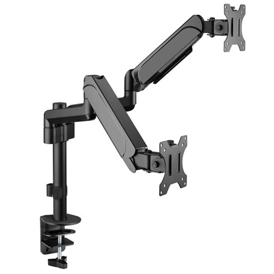 BRATECK LDT48-C024 - 17''-32'' Pole-Mounted Gas Spring Dual Monitor Desk Mount Bracket w/ Detachable Plate