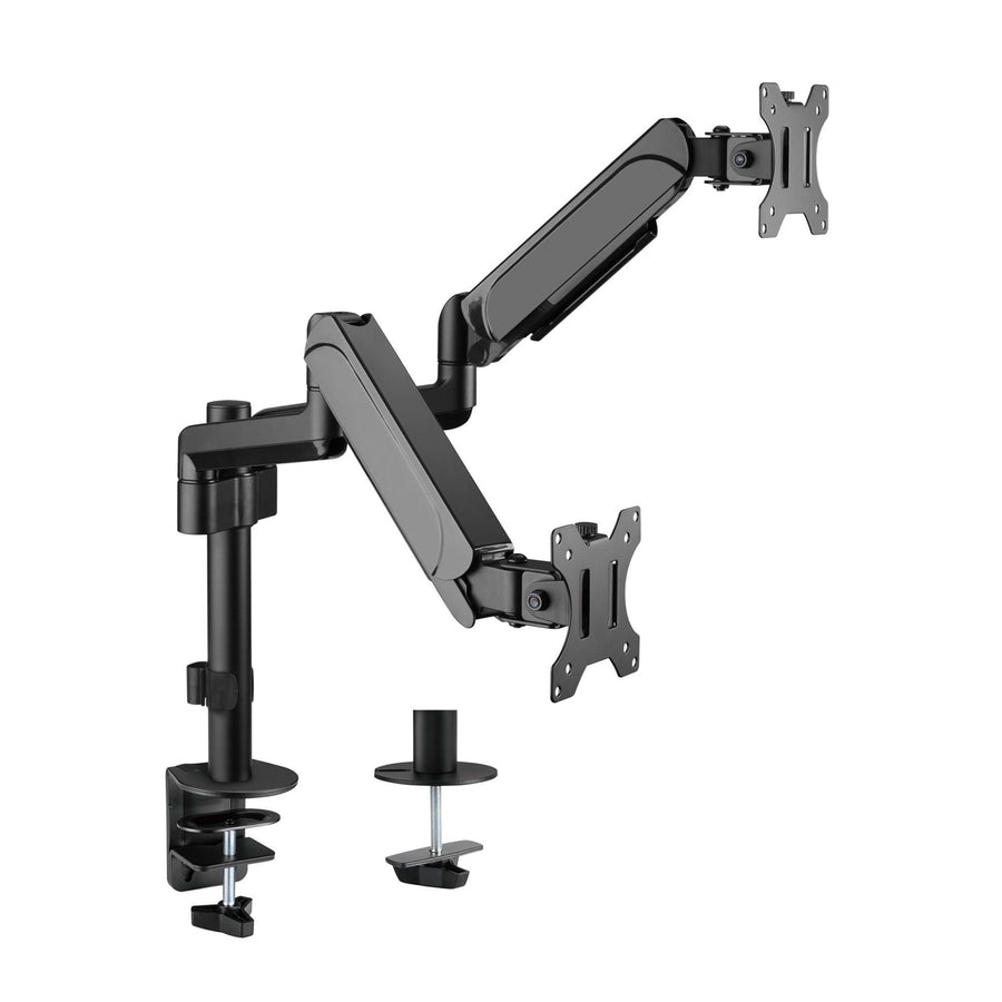 BRATECK LDT48-C024 - 17''-32'' Pole-Mounted Gas Spring Dual Monitor Desk Mount Bracket w/ Detachable Plate