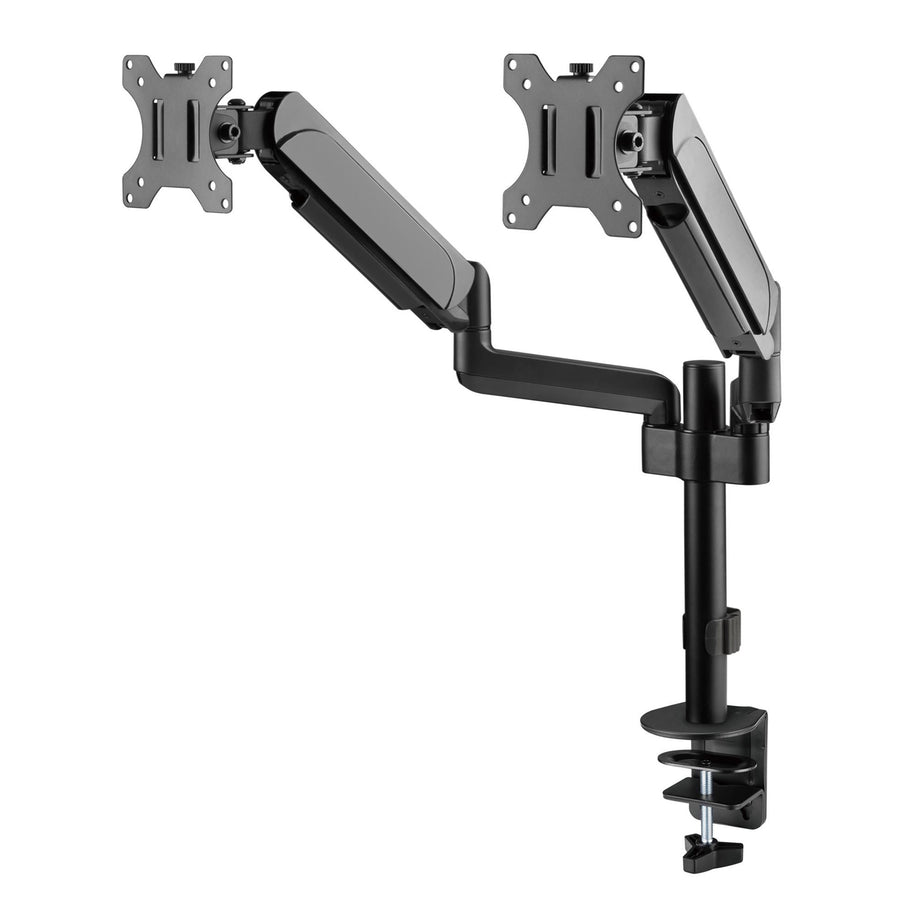 BRATECK LDT48-C024 - 17''-32'' Pole-Mounted Gas Spring Dual Monitor Desk Mount Bracket w/ Detachable Plate