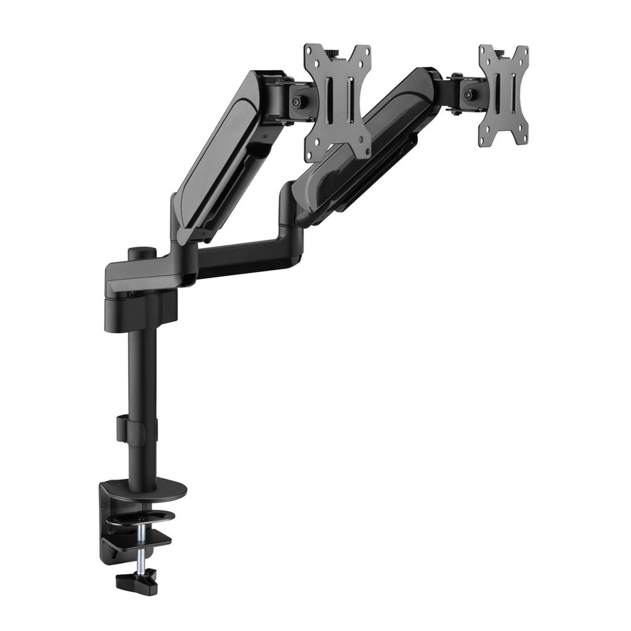BRATECK LDT48-C024 - 17''-32'' Pole-Mounted Gas Spring Dual Monitor Desk Mount Bracket w/ Detachable Plate