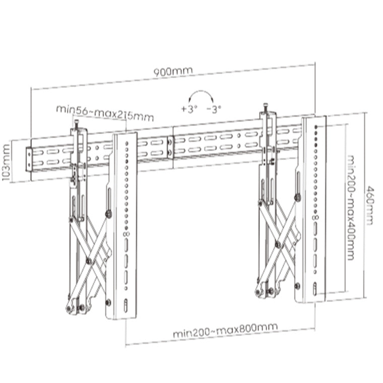 BRATECK LVW02-48F - 37''-70'' Pop-Out Video Wall Mount Bracket Max Load 45kg Lateral Shift Brackets w/