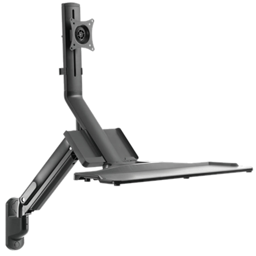 BRATECK WWS05-01-P01 - 4.6 x 200mm 316L Stainless Monitor Gas Spring Sit-Stand Workstation. Folding Keyboard