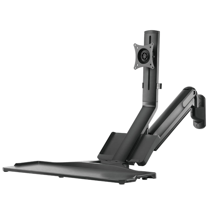 BRATECK WWS05-01-P01 - 4.6 x 200mm 316L Stainless Monitor Gas Spring Sit-Stand Workstation. Folding Keyboard