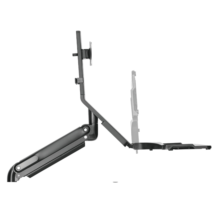 BRATECK WWS05-01-P01 - 4.6 x 200mm 316L Stainless Monitor Gas Spring Sit-Stand Workstation. Folding Keyboard