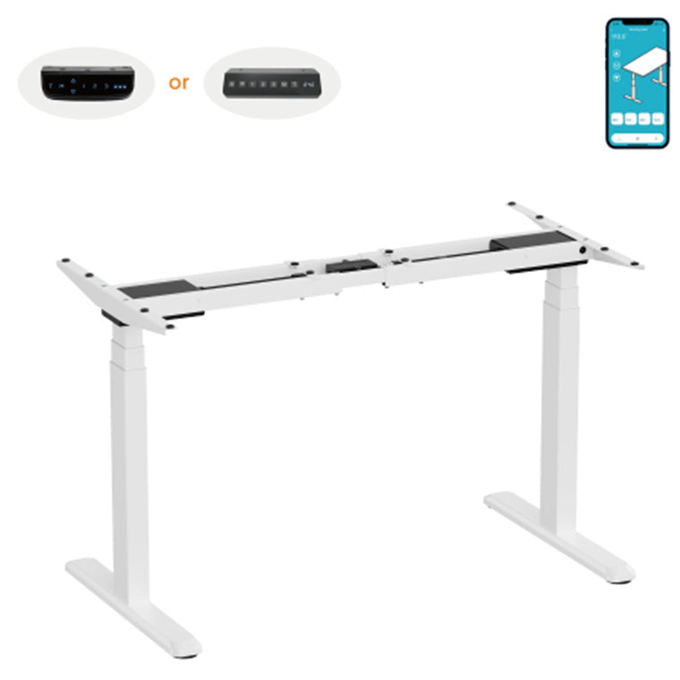 BRATECK M06-23DE-AI-WHT - Pro Smart Dual-Motor Sit Stand Desk w/ Intelligent APP Control. Programmable Height