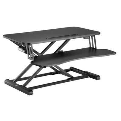 BRATECK DWS15-01E - Electric Scissor Lift Desktop Sit-Stand Workstation w/ Keyboard Tray Deck