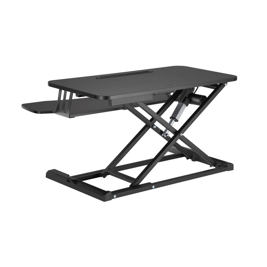 BRATECK DWS15-01E - Electric Scissor Lift Desktop Sit-Stand Workstation w/ Keyboard Tray Deck