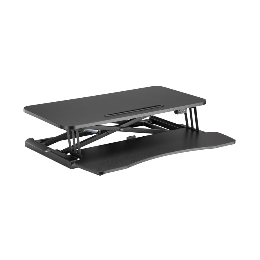 BRATECK DWS15-01E - Electric Scissor Lift Desktop Sit-Stand Workstation w/ Keyboard Tray Deck