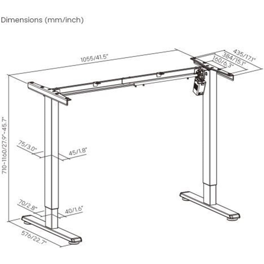 BRATECK S11-22RE-R - Eco Ergonomic Office Electric Sit-Stand Desk Single Motor. Desktop Included