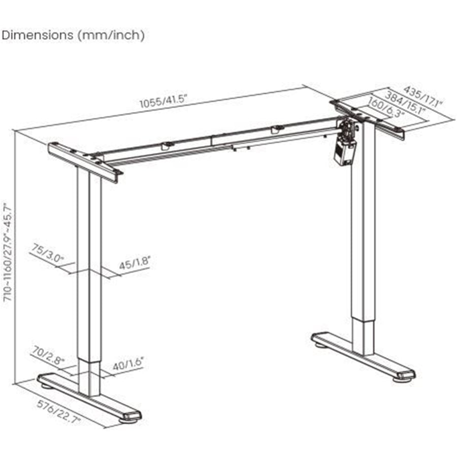 Brateck S11-22RE-W  Eco Eronomic Office Electric Sit-Stand Desk with Single Motor - Desktop Included, Width 1200x600mm, Height Range 730-1210mm, Weight Cap 40Kgs, 3 memory Settings Collision Sensor, White