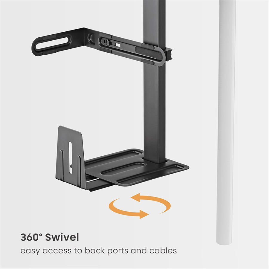 CPB-25 - BRATECK Multifunctional Under-Desk Wall Adjustable CPU Holder. 360 Swivel, Supports up to 30Kgs, Matte Black