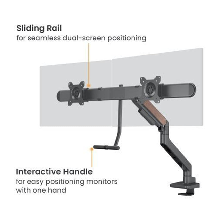 BRATECK LDT81N-C022 - 17''-32'' Gas Spring Dual Monitor Arm. Detachable VESA Built-in Cable