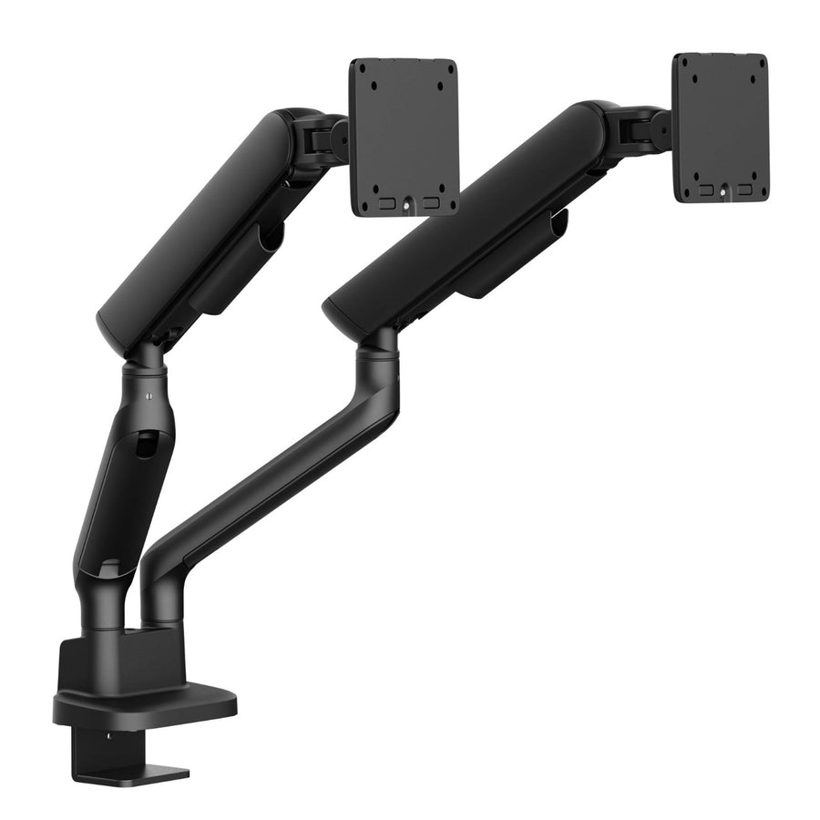 BRATECK 17"-35" Elite Dual Screen Mechanical Spring Monitor Arm. Max Load 2x 11Kgs, Black