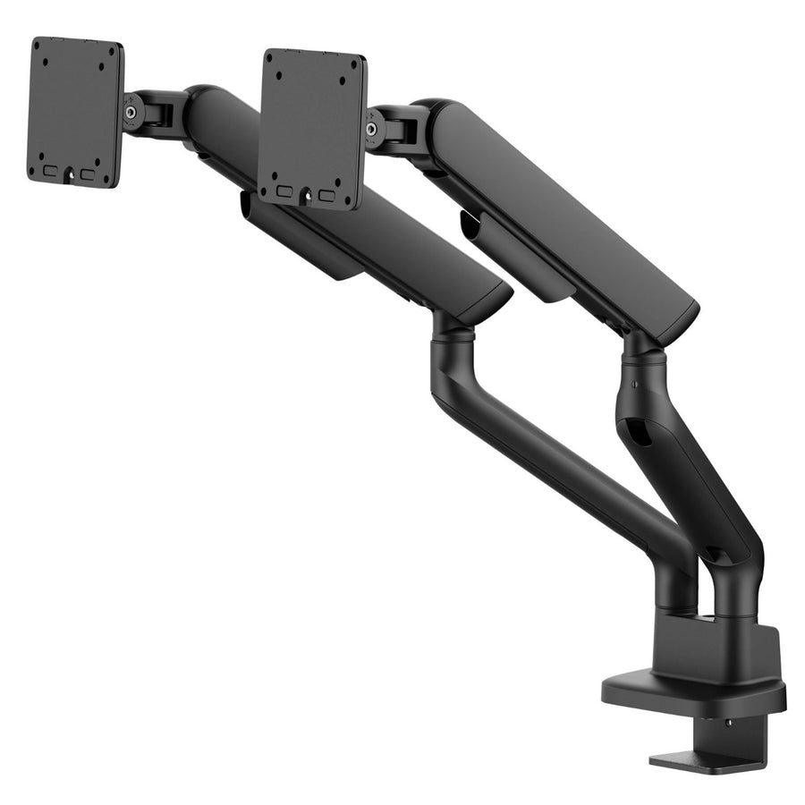 BRATECK 17"-35" Elite Dual Screen Mechanical Spring Monitor Arm. Max Load 2x 11Kgs, Black