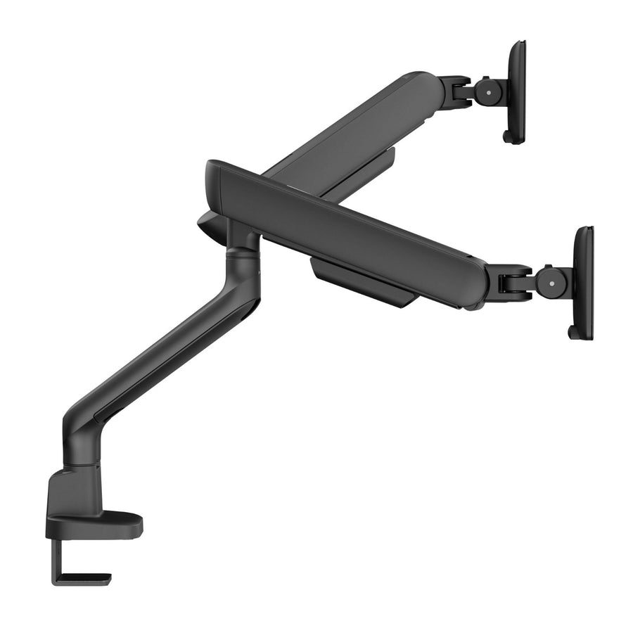 BRATECK 17"-35" Elite Dual Screen Mechanical Spring Monitor Arm. Max Load 2x 11Kgs, Black