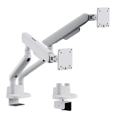BRATECK 17"-35" Elite Dual Screen Mechanical Spring Monitor Arm. Max Load 2x 11Kgs, White