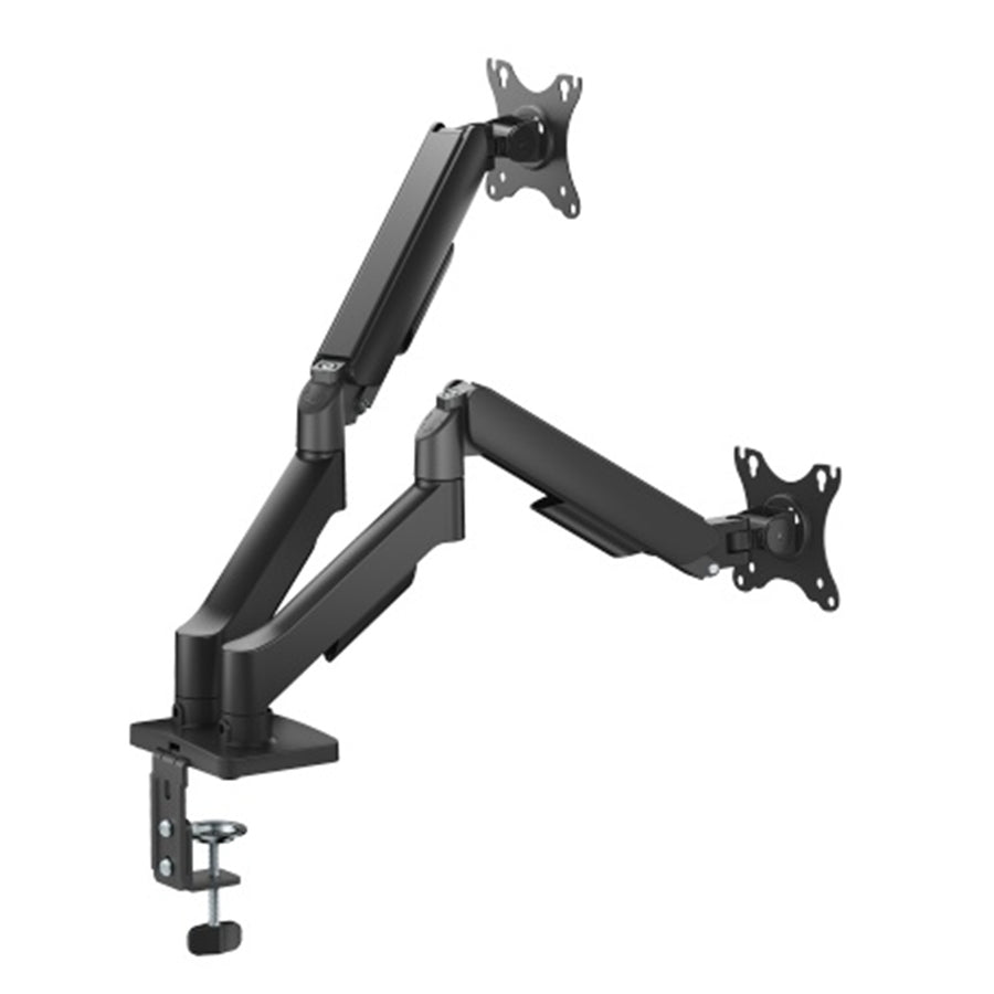BRATECK 17"-32" Eco Dual Monitor Mechanical Spring Monitor Arm. Max Load 2x 9Kgs, Black