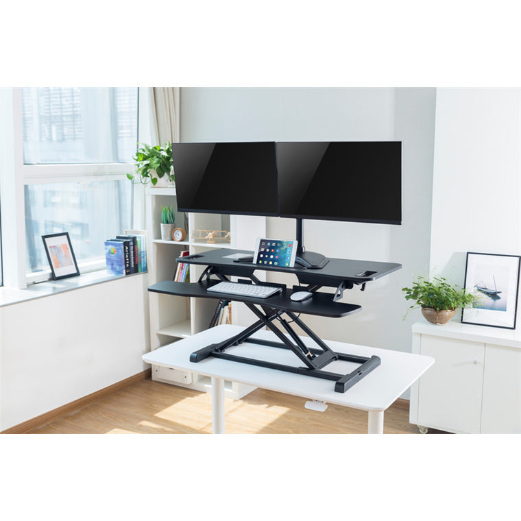 Digitus Ergonomic Height Adjust Workspace Riser - Sit/Stand - Black