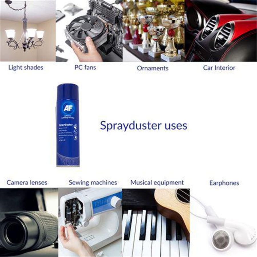 AF ASDU400D Sprayduster 342ml - Large Capacity Aerosol Air duster Non-Flammable Pure compressed gas for blowing dust and debris from inaccessible areas of computer and office equipment.
