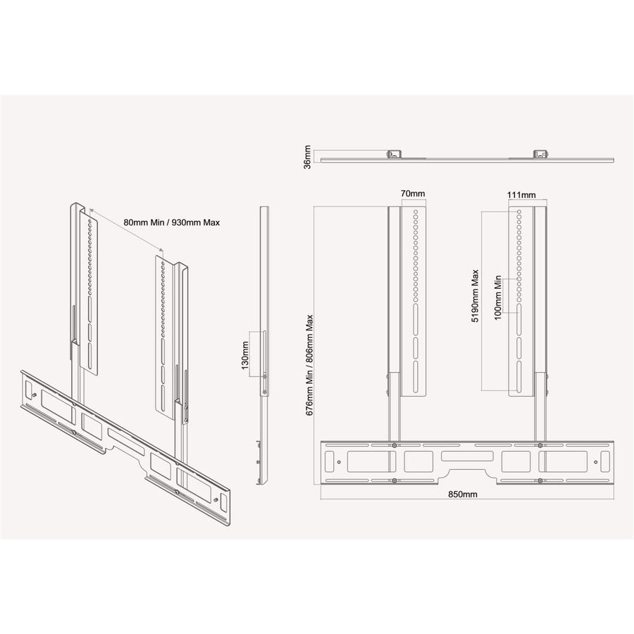 Flexson FLXPBTV1021 - TV Mount Attachment Playbar, Black x1