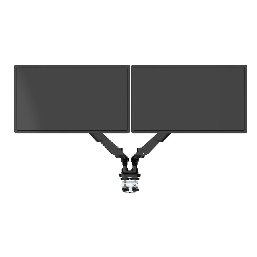 FlexiSpot 17"-32" Dual Gas Spring Monitor Stand - Aluminum Arm - Black- Swivel 180deg - Quick Release VESA Plate - VESA 75 & 100mm - Max Load 5KG Per Arm - Clamp Or Grommet Installation - 5 Years Warranty