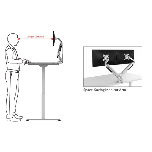 FlexiSpot 17"-32" Dual Gas Spring Monitor Stand - Aluminum Arm - Black- Swivel 180deg - Quick Release VESA Plate - VESA 75 & 100mm - Max Load 5KG Per Arm - Clamp Or Grommet Installation - 5 Years Warranty