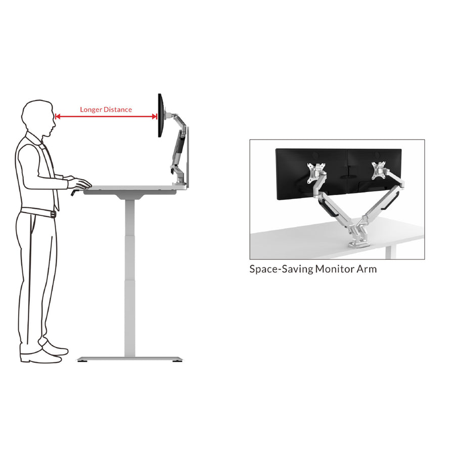 FlexiSpot 17"-32" Dual Gas Spring Monitor Stand - Aluminum Arm - Black- Swivel 180deg - Quick Release VESA Plate - VESA 75 & 100mm - Max Load 5KG Per Arm - Clamp Or Grommet Installation - 5 Years Warranty