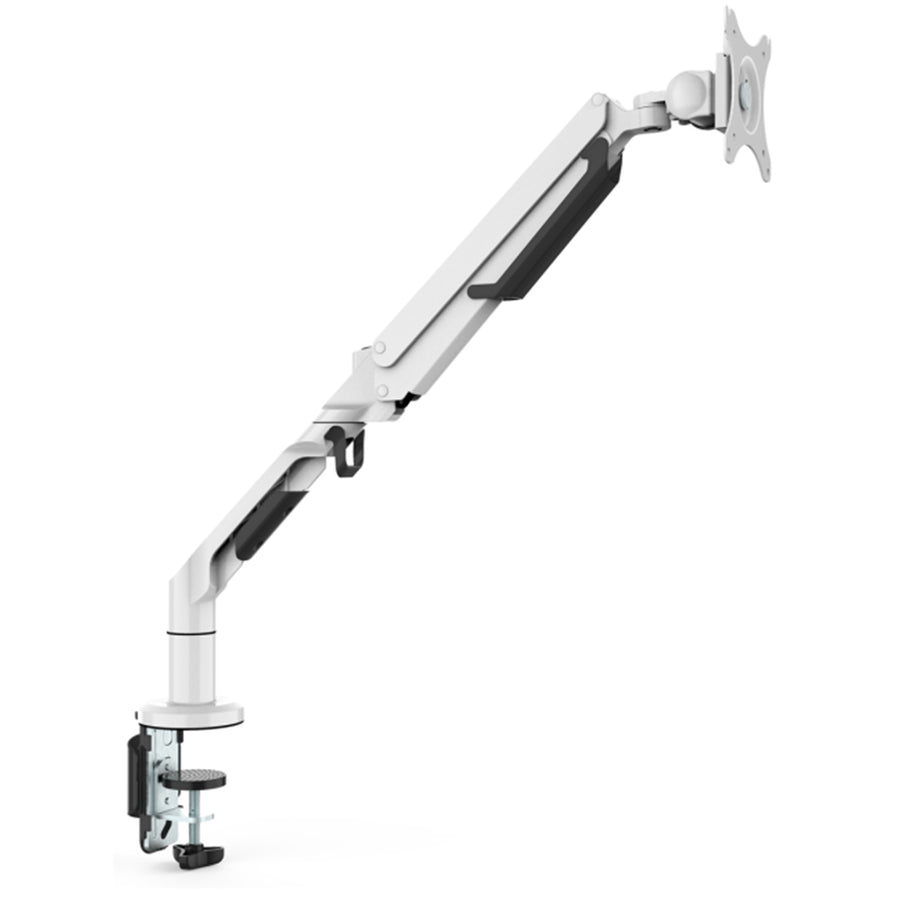 FlexiSpot 17"-36" Single Gas Spring Monitor Stand - Aluminum Arm - White - Swivel 180deg - Quick Release VESA Plate - VESA 75 & 100mm - Max Load 3-12 KG - Clamp Or Grommet Installation - 5 Years Warranty
