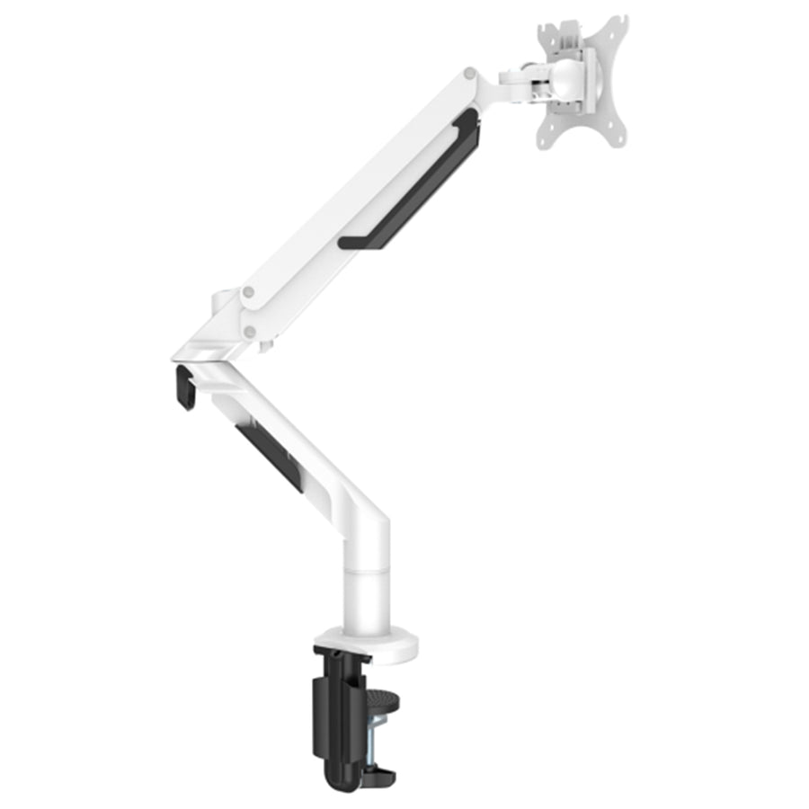FlexiSpot 17"-36" Single Gas Spring Monitor Stand - Aluminum Arm - White - Swivel 180deg - Quick Release VESA Plate - VESA 75 & 100mm - Max Load 3-12 KG - Clamp Or Grommet Installation - 5 Years Warranty